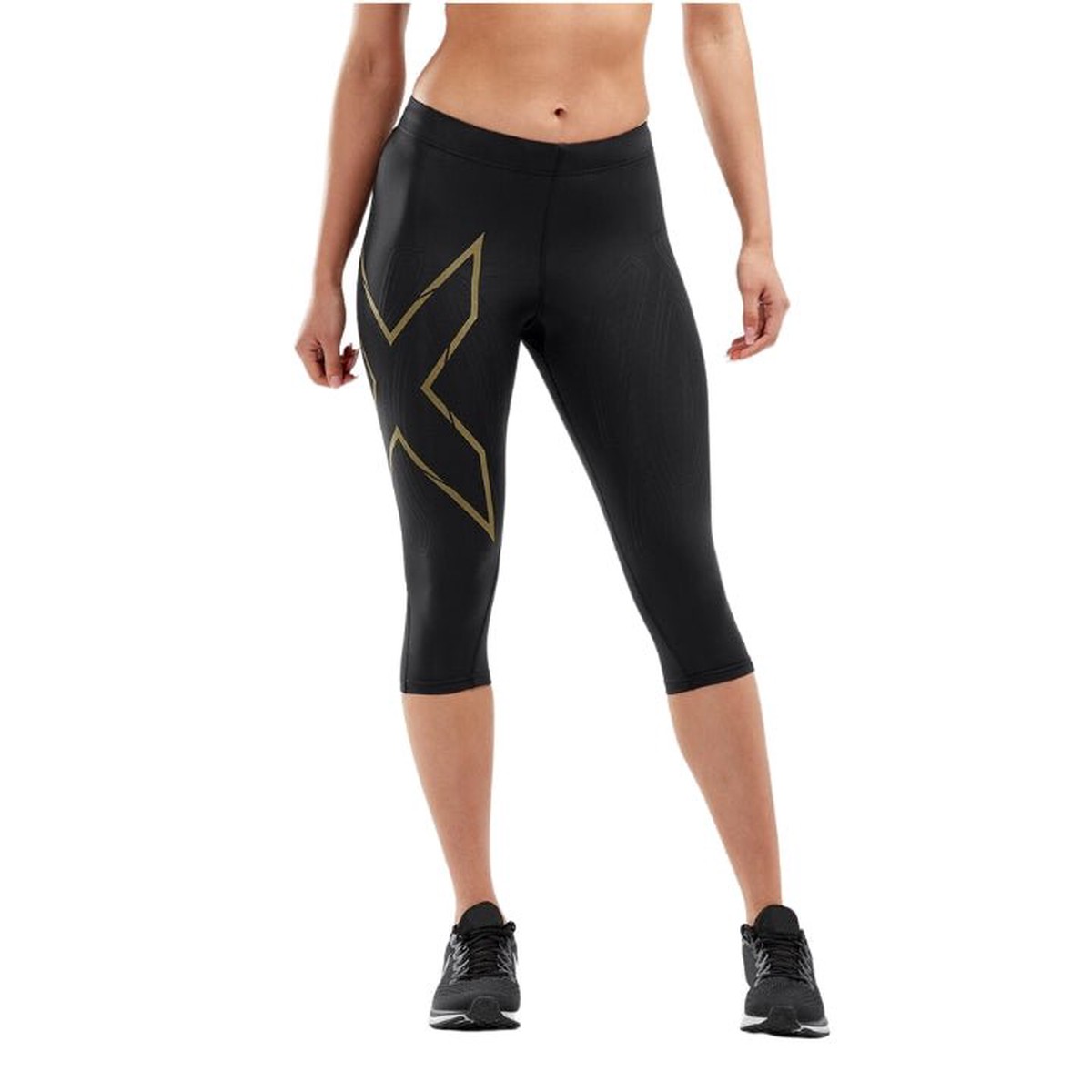 2Xu Wa5333B Mcs Run Compression 34 WomenS Tights BlackgoldReflectiveM