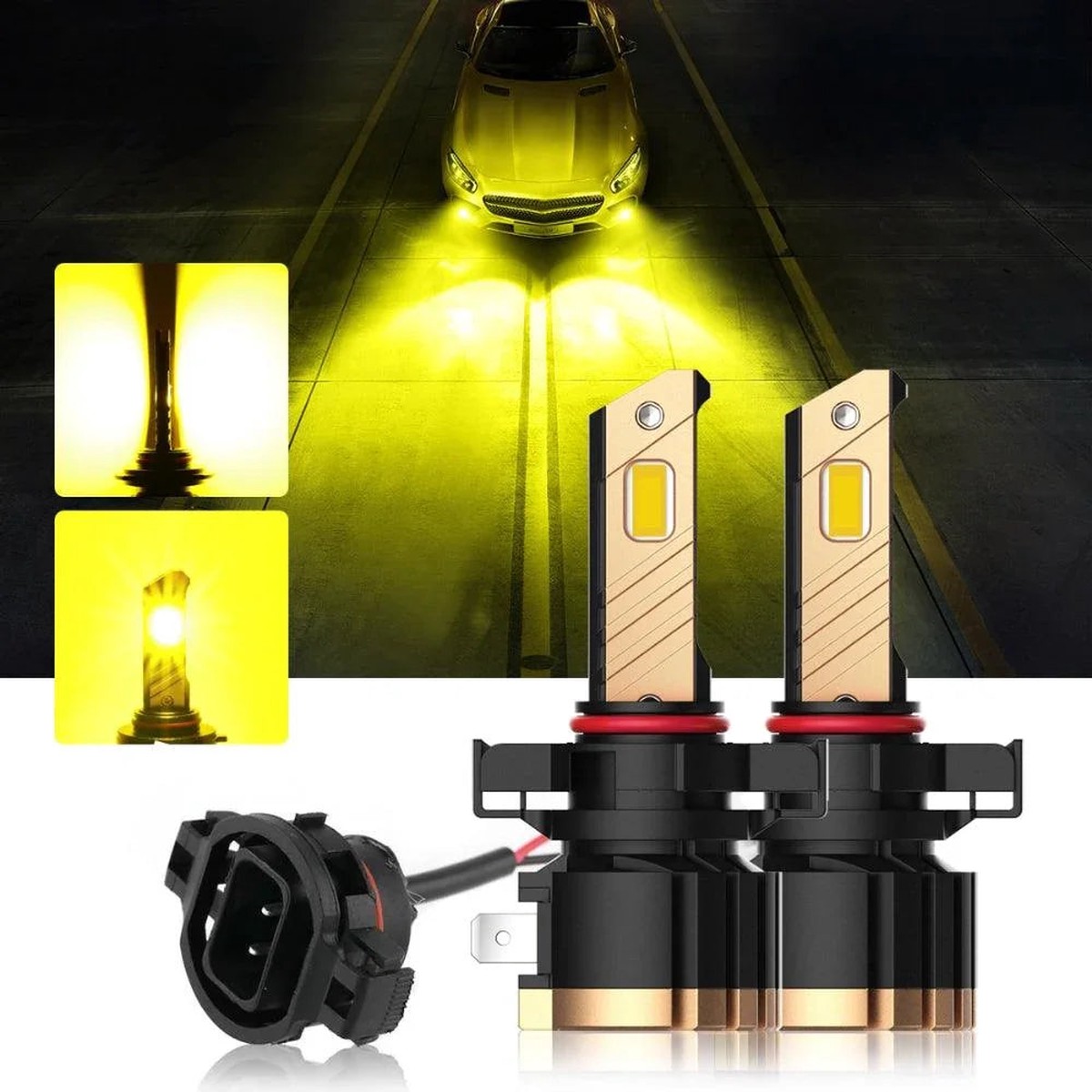 5202 5202 5201 PS24W H16EU LED Fog LightDRL Bulbs 44W 8000LM 3000K Golden Yellow Z3 Series 2 Bulbs