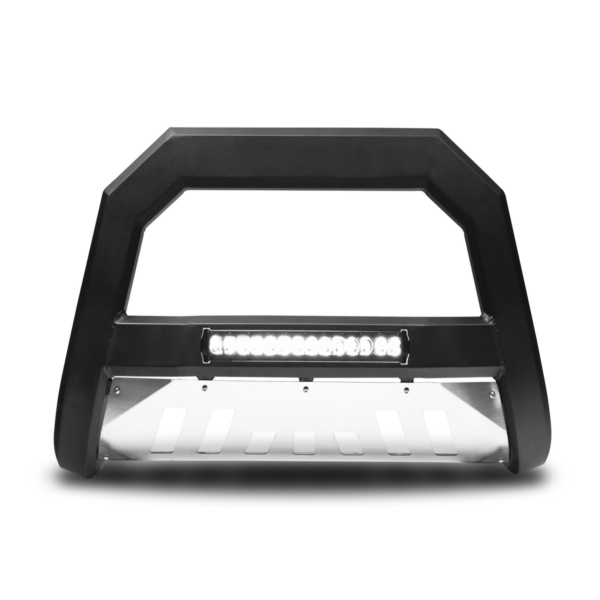 Armordillo 2005-2011 Dodge Dakota AR Bull Bar wLED - Matte Black w Aluminum Skid Plate