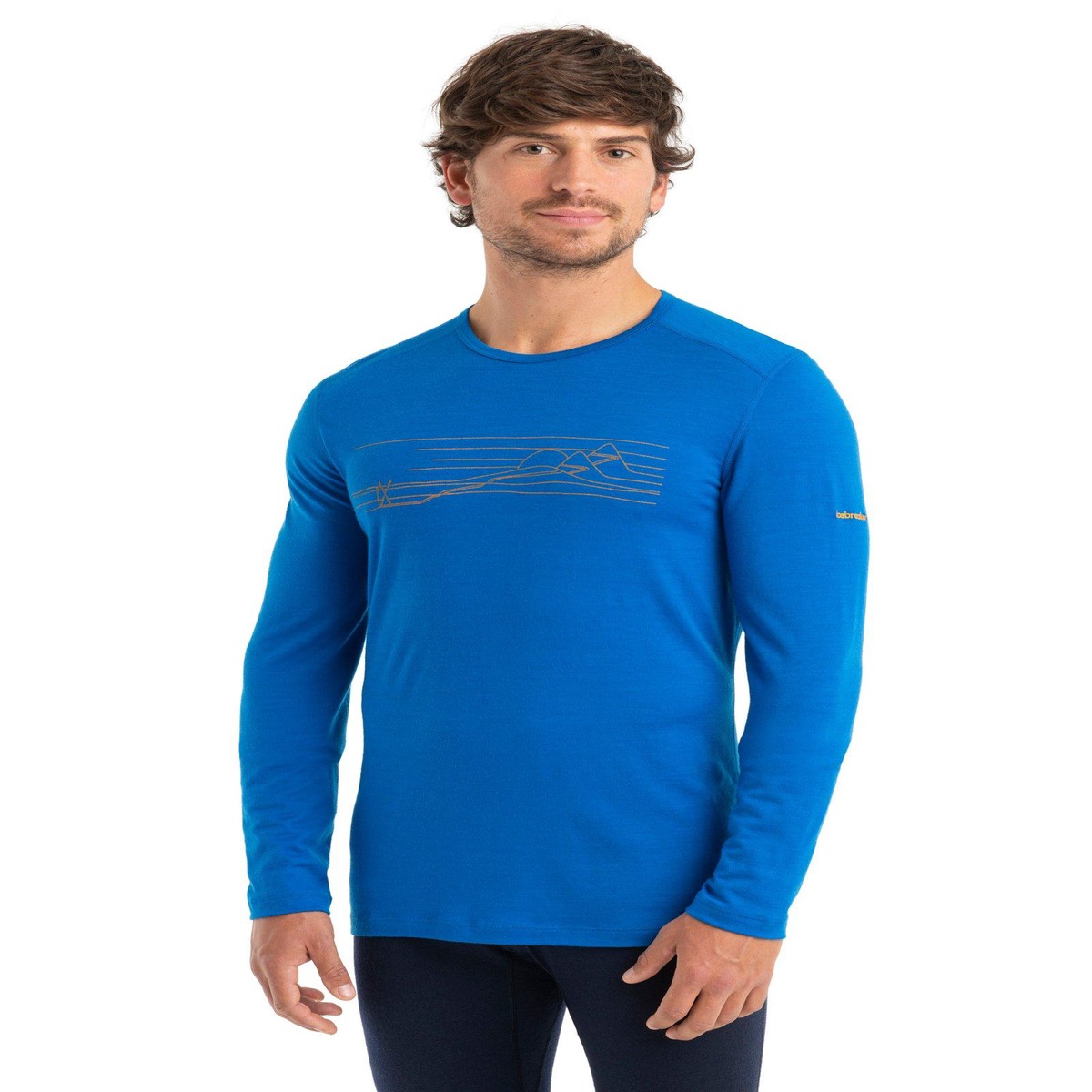 MenS 200 Oasis Ls Crewe Ski Stripes - Blue BlueL
