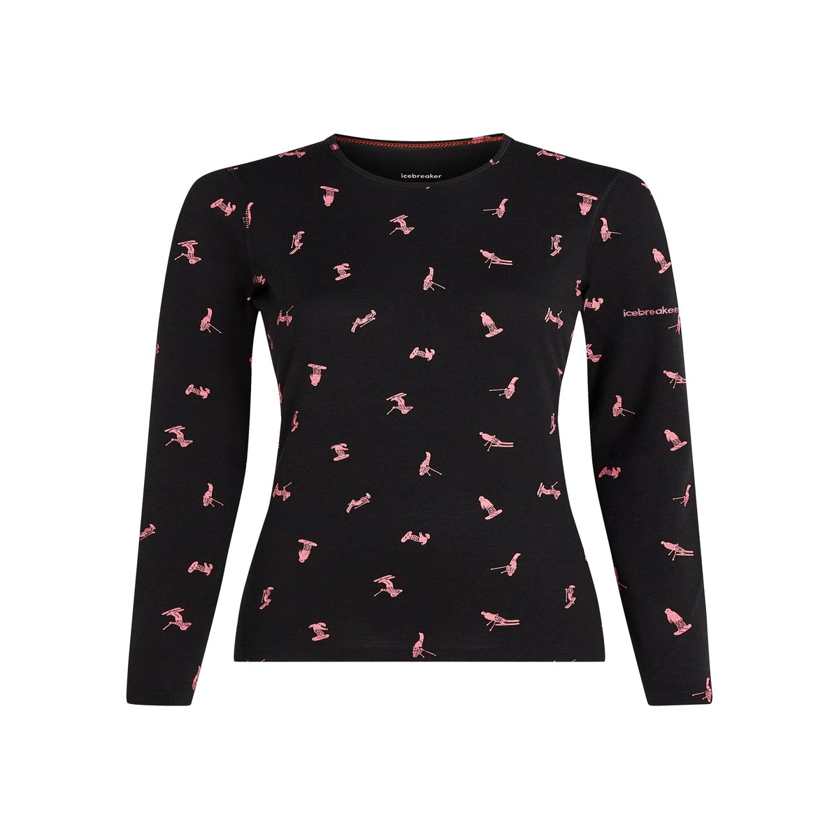 WomenS 200 Oasis Long Sleeve Crewe Snow Day - Black BlackM