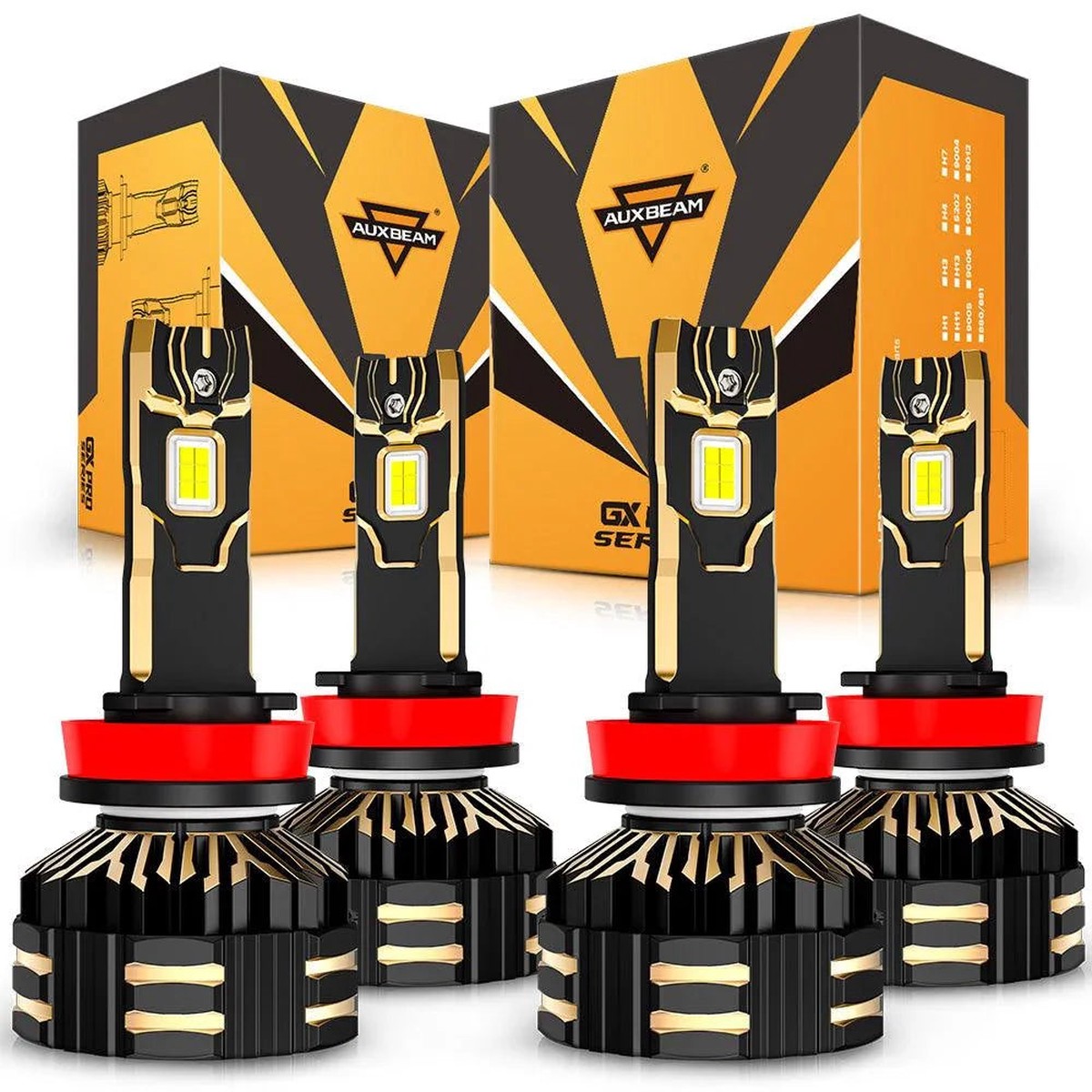 H11H11 LED Headlight Bulbs 190W 35000LM GX-PRO Series 6500K Cool White 4 Bulbs