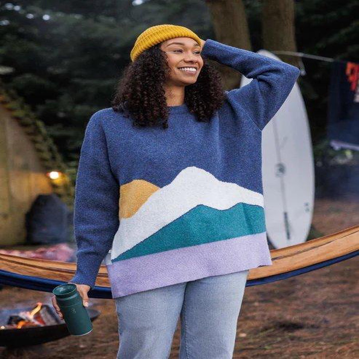 Passenger WomenS Vista Knitted Jumper - Dark Denim BlueL