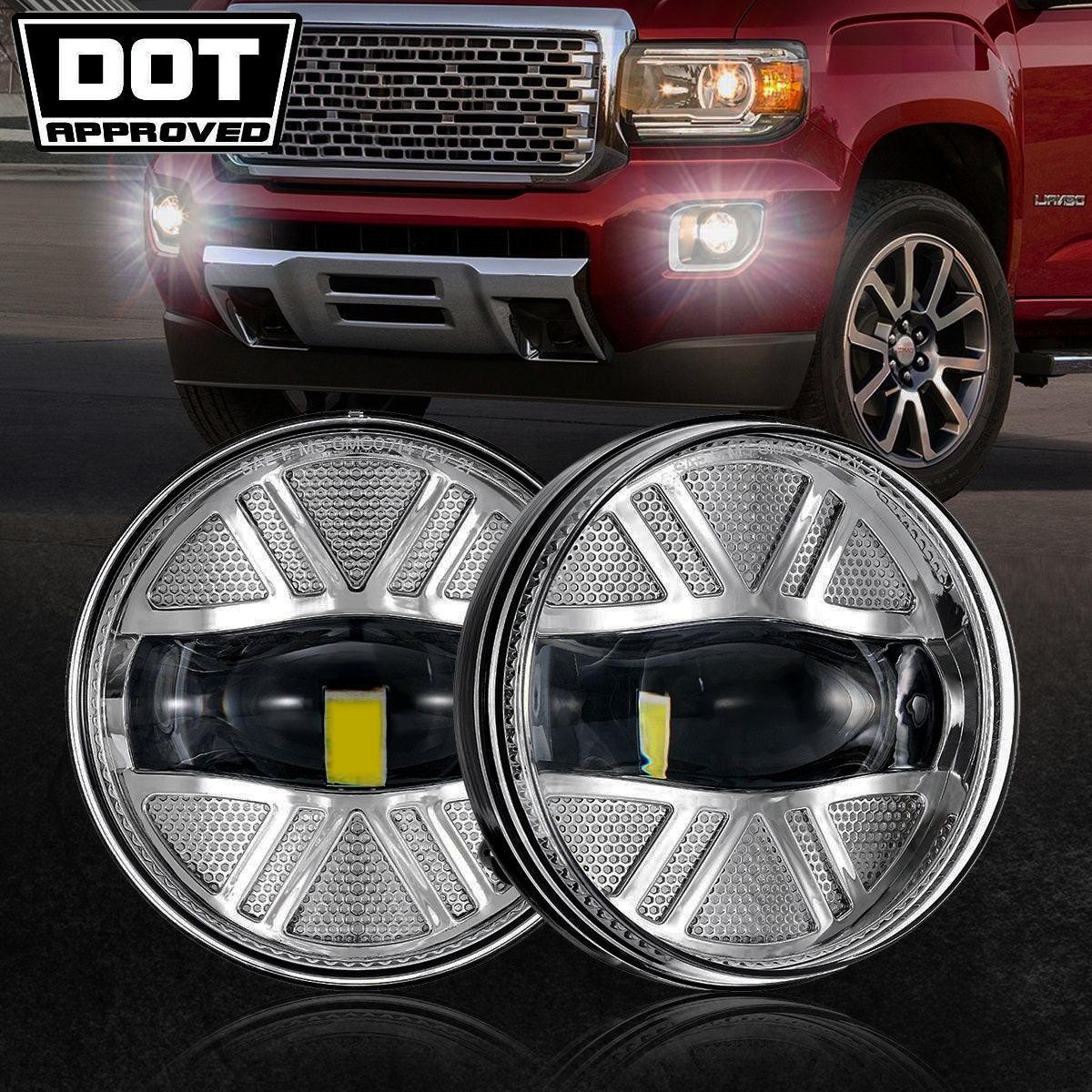 (2pcsset) 48W LED Fog Lights DOT Approved For 2007-2013 GMC Sierra 1500 2007-2014 Sierra 2500HD 3500HD (Chrome)