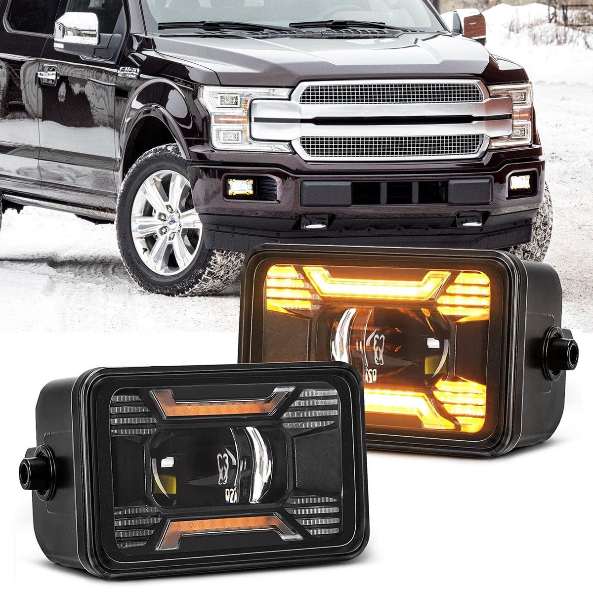 (2pcsset) 60W LED Fog Lights with DRL Turn Signal for Ford F150 2015 2016 2017 2018 2019 2020
