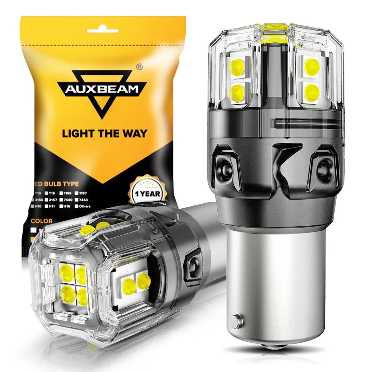 1156 P21W BA15S LED Backup ReverseTurn SignalBrake Tail Light Bulbs 500 High Brightness CAN-Bus Error Free 6500K White B52 Series 2 Bulbs