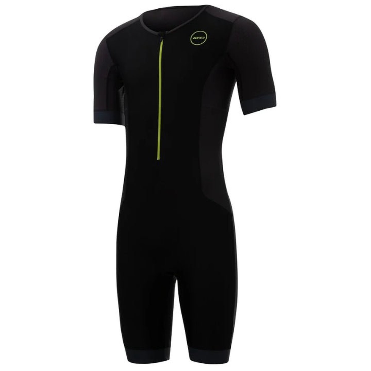 Zone3 Aquaflo MenS Short Sleeve Trisuit BlackgreyneonGreenS