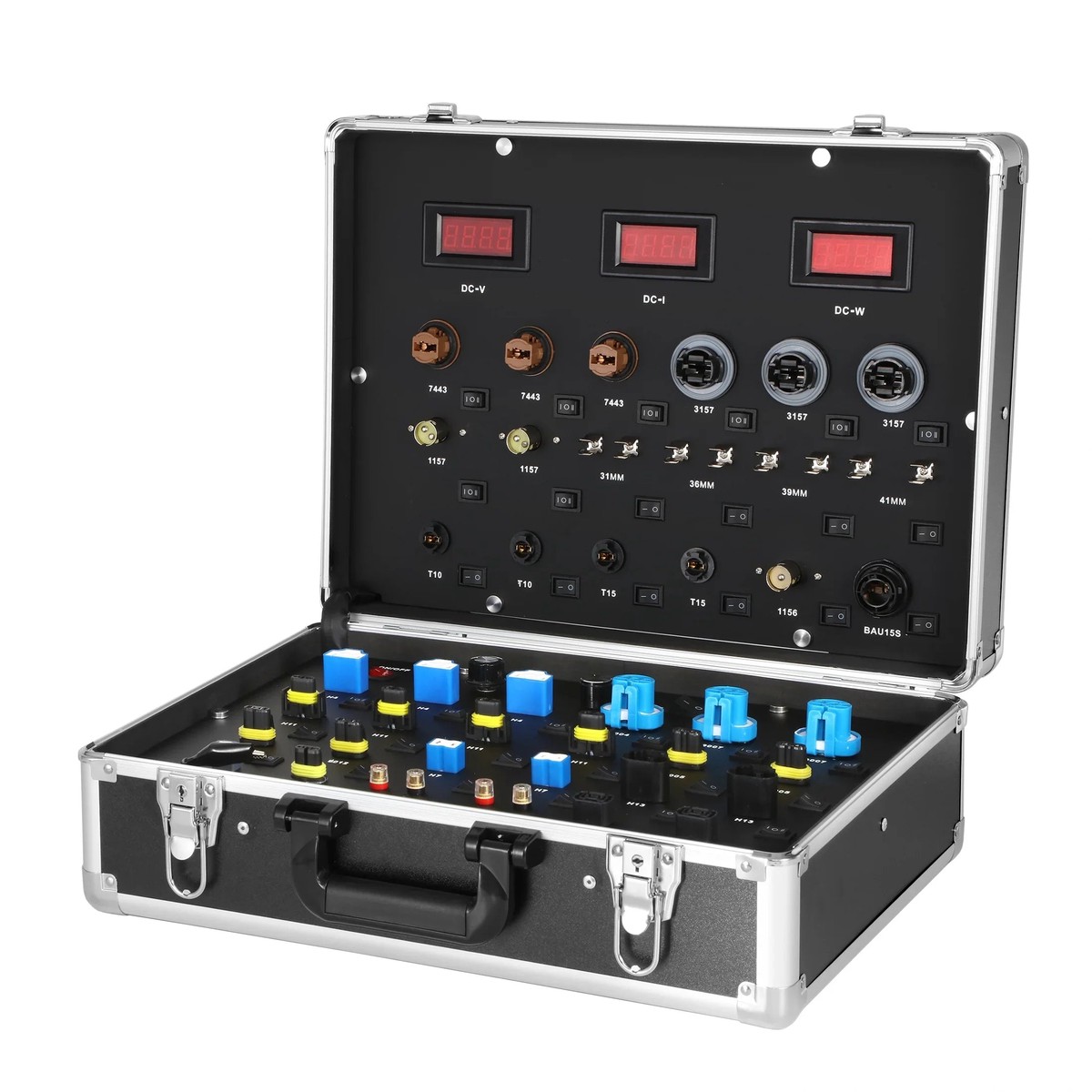 Multifunctional Auto LED Bulbs Tester LED Demo Case with 7- 30V Adjustable Voltage Fit for Voltage Power and Lumen Testing of Fog Lights and Tail Lights