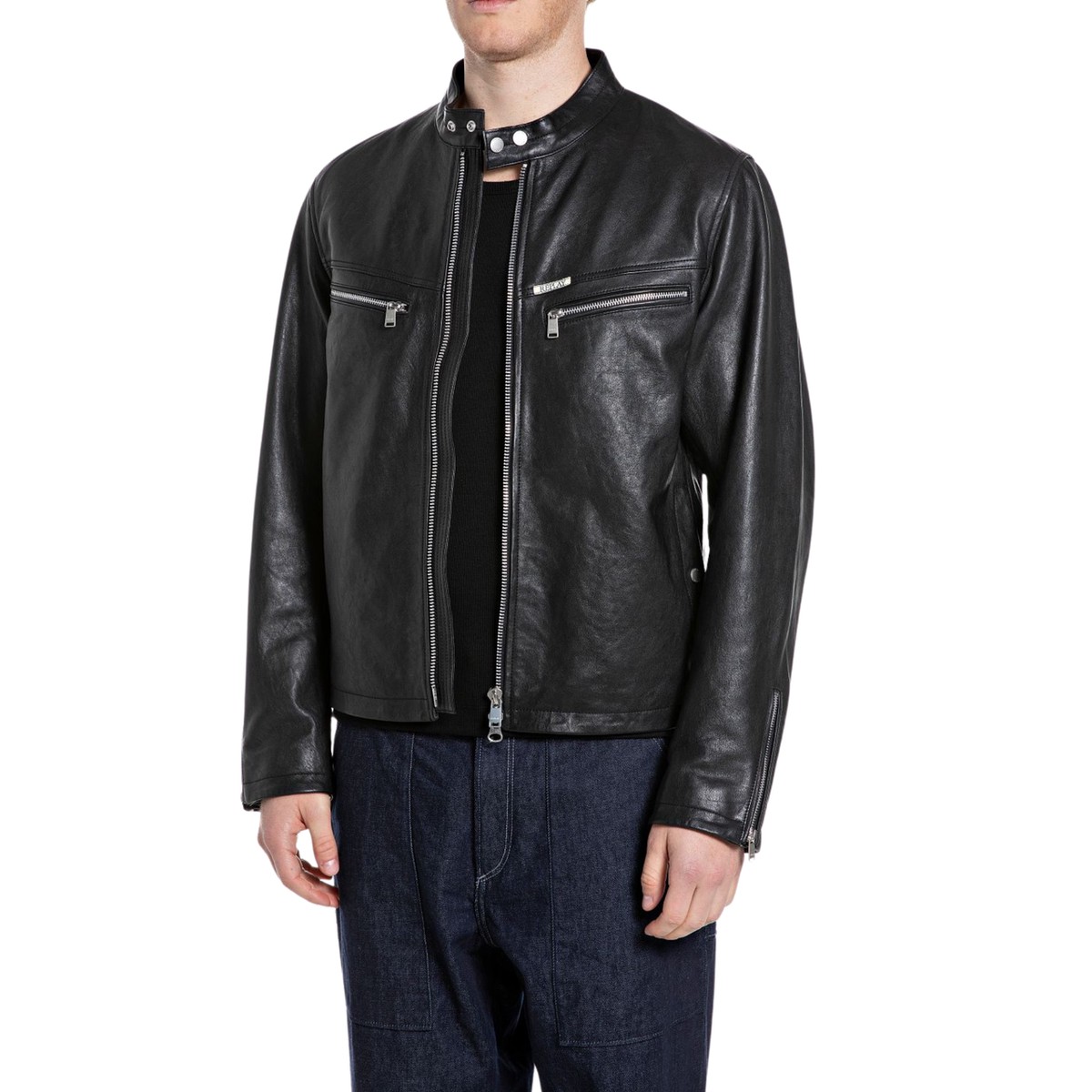 WAXED LEATHER BIKER JACKET M8497A