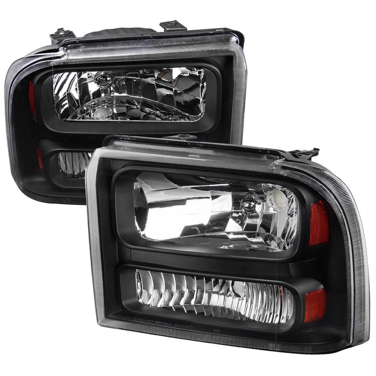 Spec-D Tuning F-250 Crystal Headlights - Matte Black Housing Clear Lens (2005-2007)