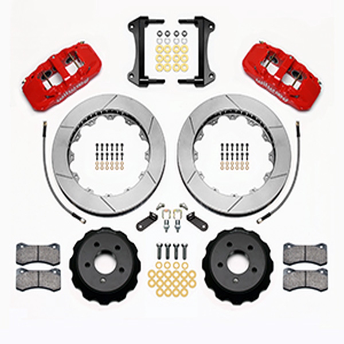 Wilwood Mustang AERO6 Street Front Big Brake Kit - 15 Slotted Rotors Red 6 Piston Calipers (2015-2022)