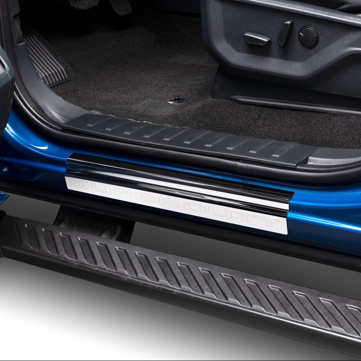 Putco Super Duty RCSCAB 4pc Stainless Steel Door Sill Plate Kit - PolishedSuper Duty Logo (2017-2022)