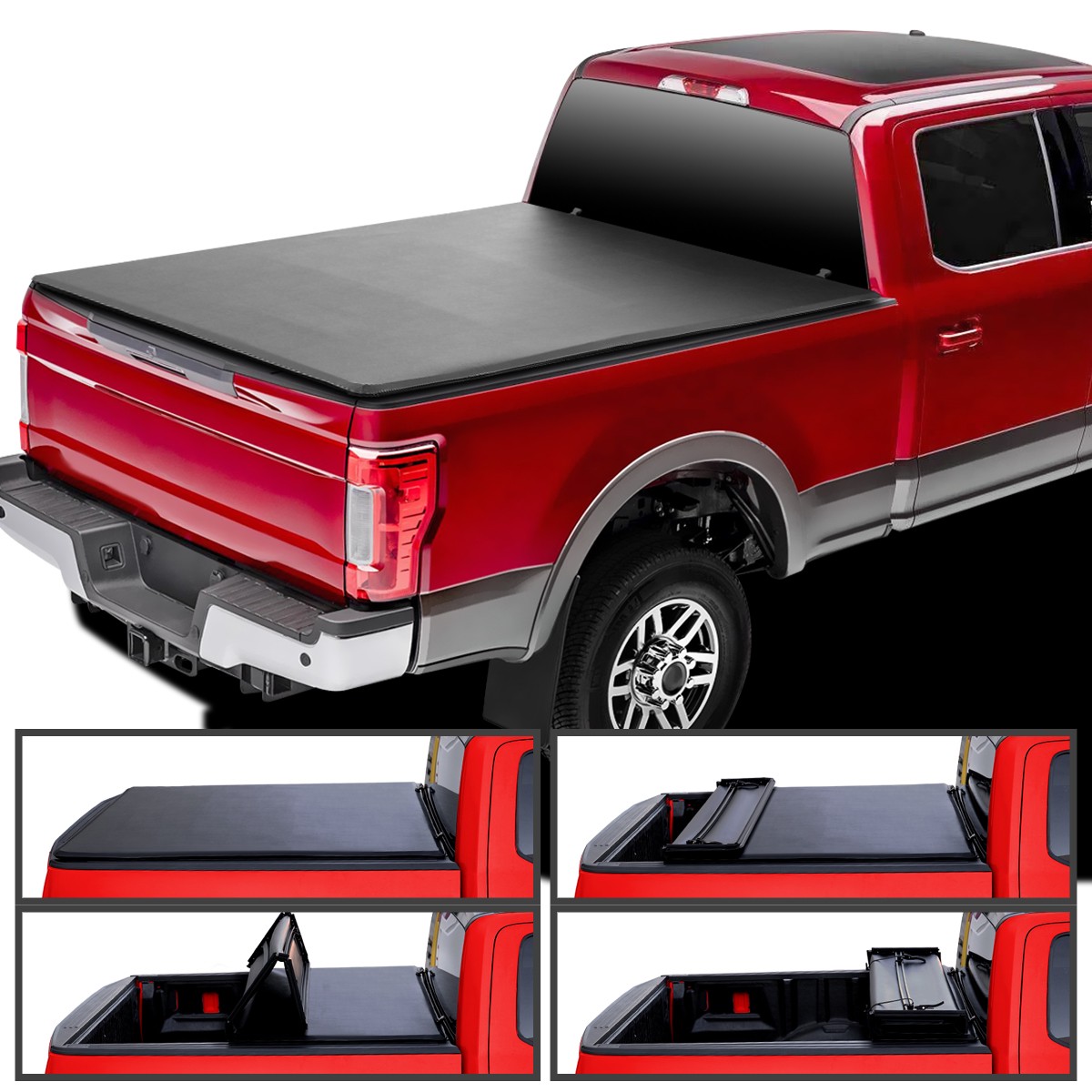Spec-D Tuning F-250 Soft Quad Fold Bed Cover - 65ft Bed (2017-2023)
