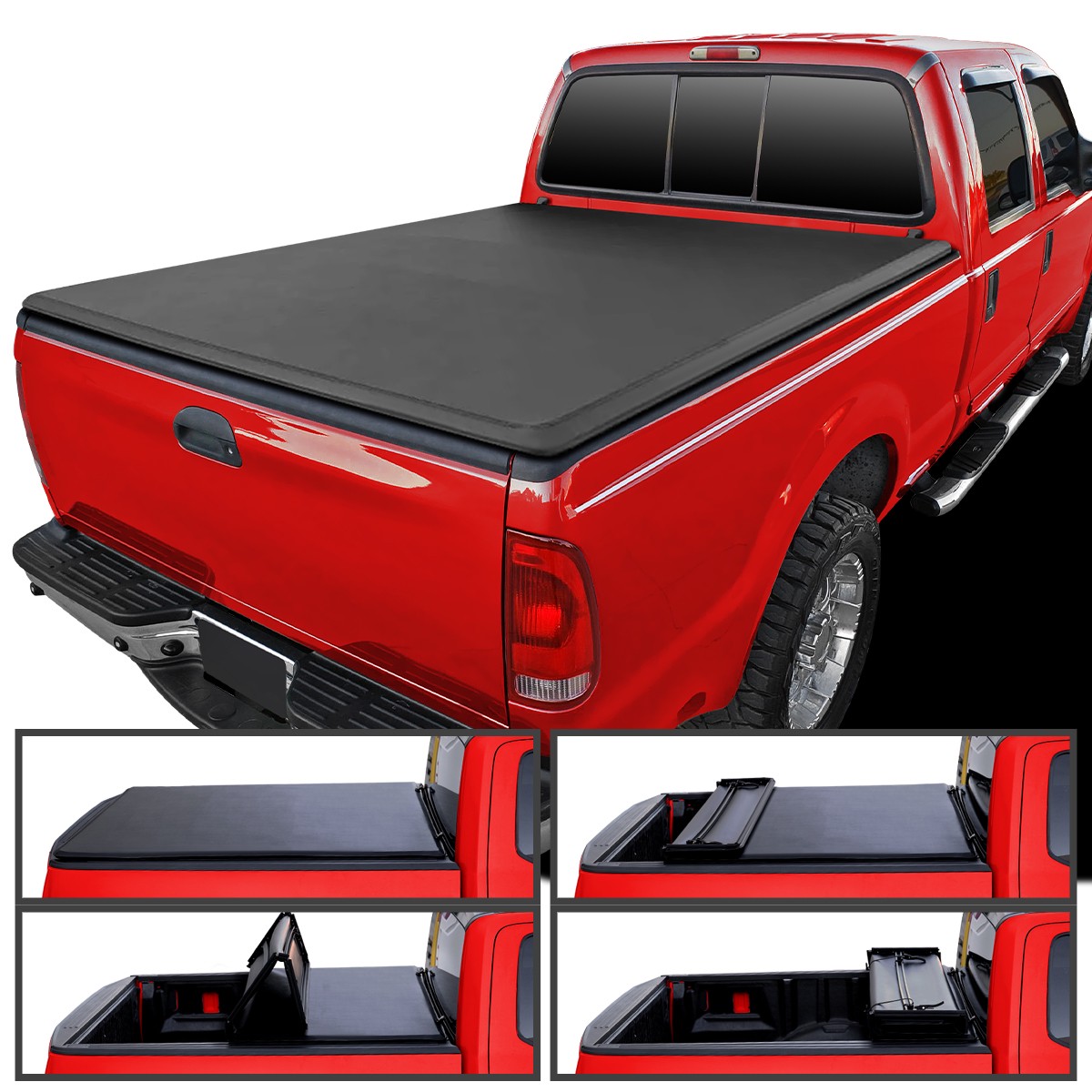Spec-D Tuning F-250 Soft Quad Fold Bed Cover - 65ft Bed (1999-2016)