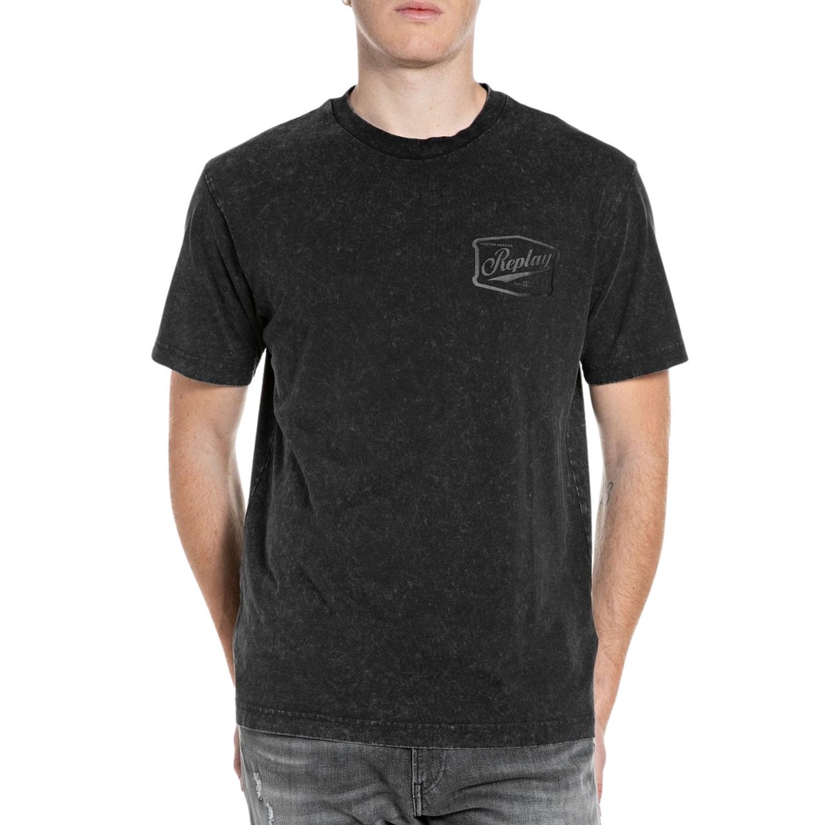 STONEWASHED BIKER PRINT TEE M3402