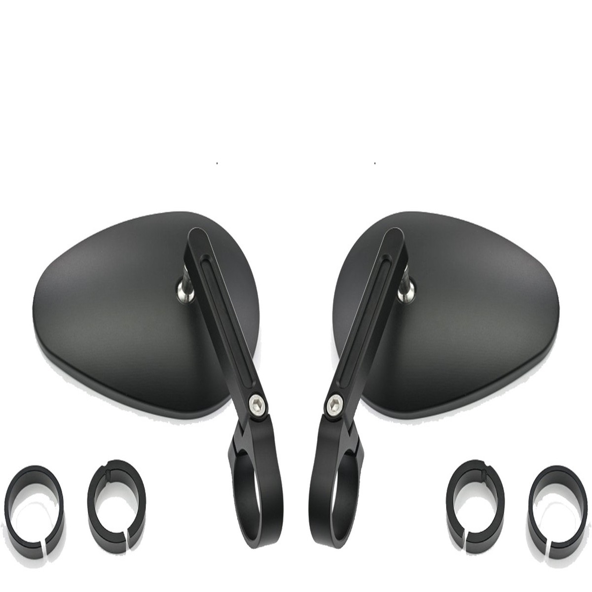 D-MIRROR-22 CNC MACHINED TEAR DROP BAR END MIRROR SET BLACK 81073-SET