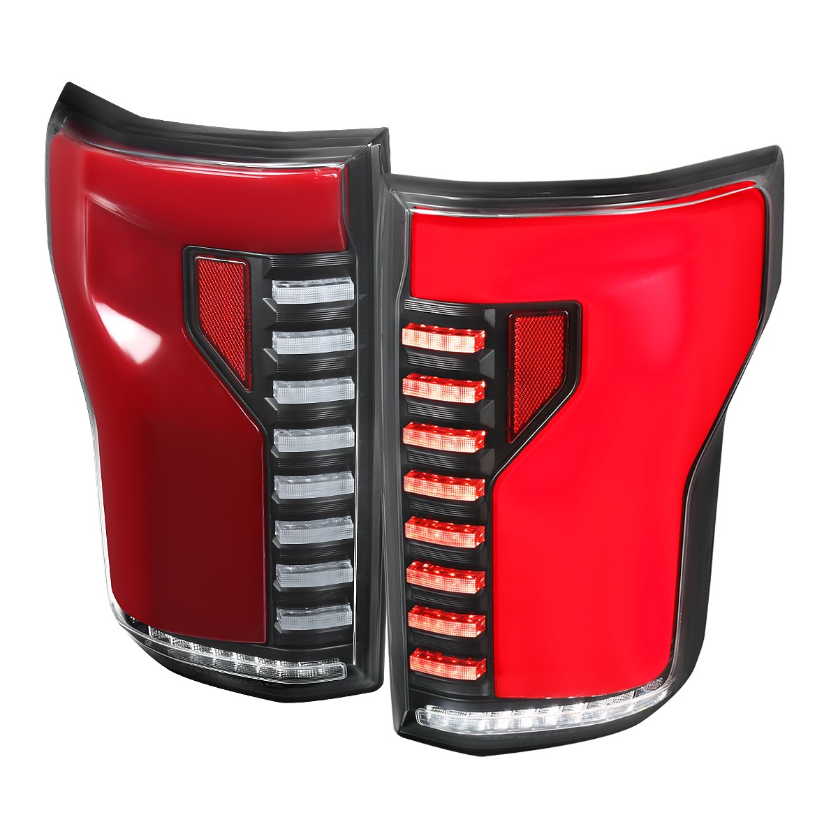 Spec-D Tuning F-150 LED Red Bar Tail Lights w Sequential Turn Signals - Matte Black Housing Clear Lens (2018-2020)