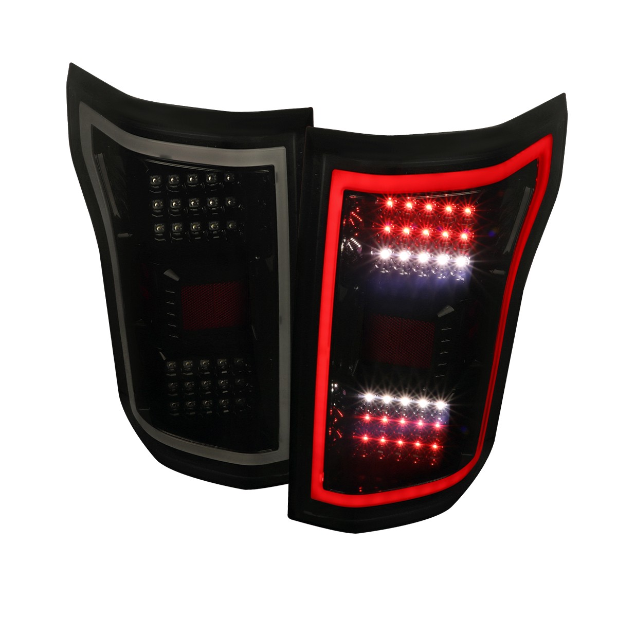 Spec-D Tuning F-150 LED White Bar Tail Lights - Gloss Black Housing Smoked Lens (2018-2020)