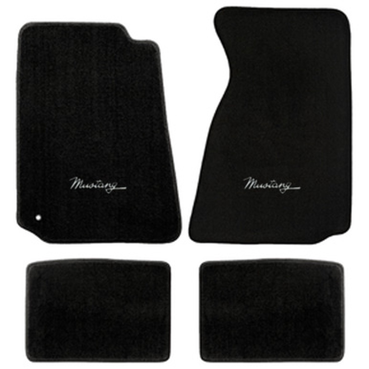 ACC Mats Mustang Black Cutpile Floor Mats - Silver Mustang Script (1994-2004)