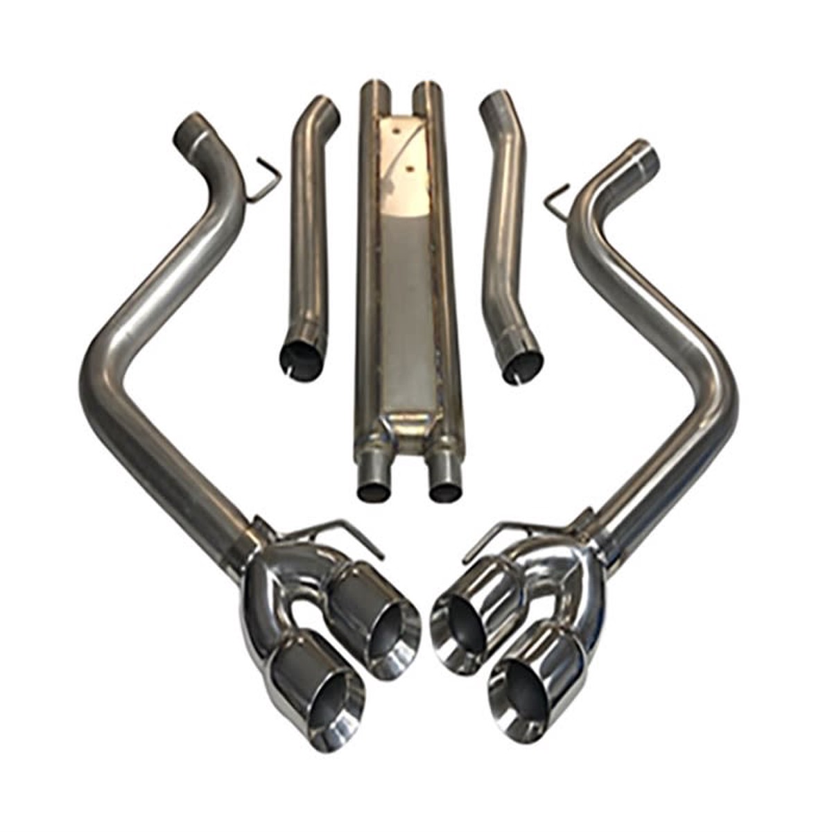 MRT Mustang GT Extreme Cat Back Exhaust wDMS - Polished Quad Tips (2018)