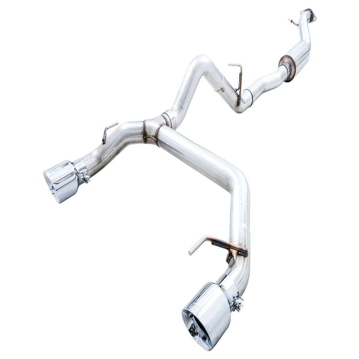 AWE Bronco 0FG Cat-Back Exhaust System w BashGuard - Dual 45 Chrome Silver Tips (2021-2023)