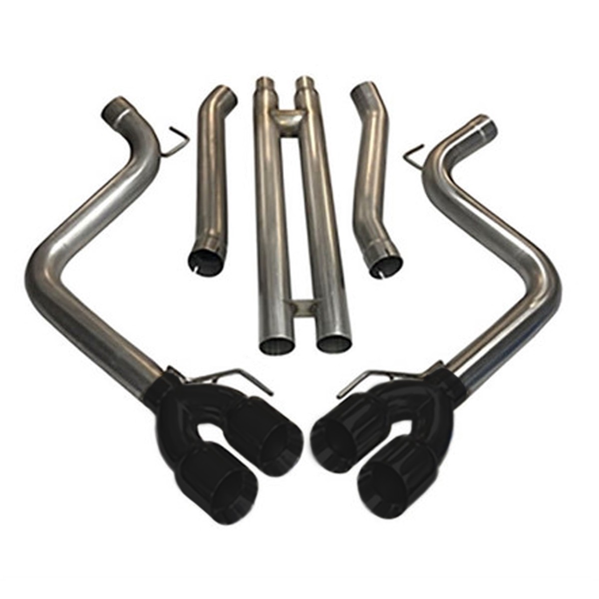 MRT Mustang GT Extreme Cat Back Exhaust wH-pipe - Black Quad Tips (2018)
