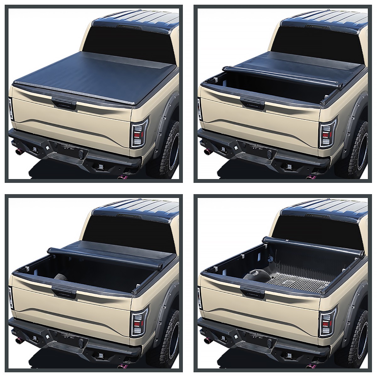 Spec-D Tuning F-150 Soft Roll Up Bed Cover - 65ft Bed (2014-2019)